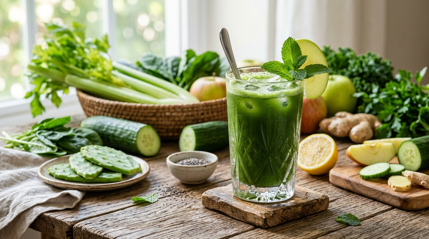 Jugo de Jugo Verde Tradicional: Frescura y Color en su Máxima Expresión