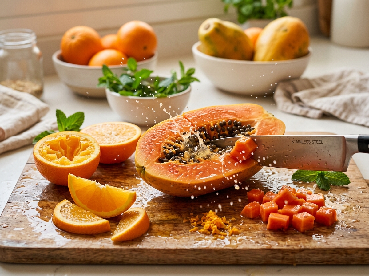 Ingredientes de Papaya y Naranja: Suavidad Tropical con Toque Cítrico