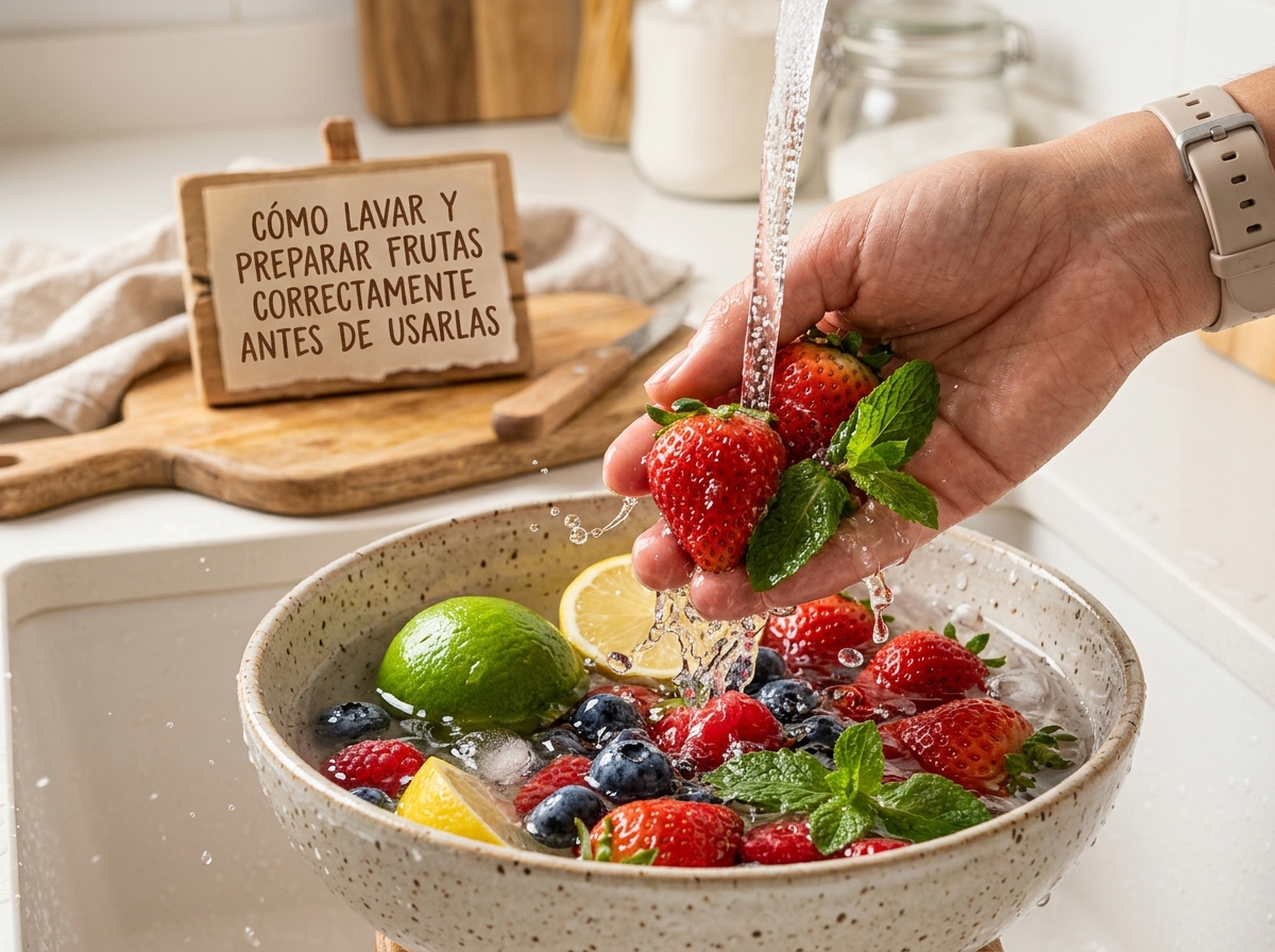 Ingredientes de Cómo Lavar y Preparar Frutas Correctamente Antes de Usarlas
