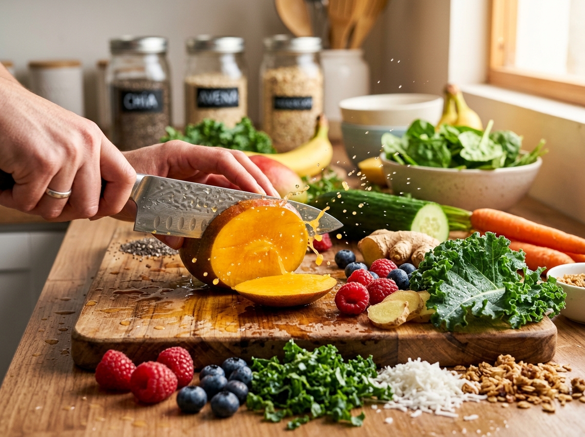 Ingredientes de Cómo Combinar Texturas al Preparar Jugos y Batidos Naturales